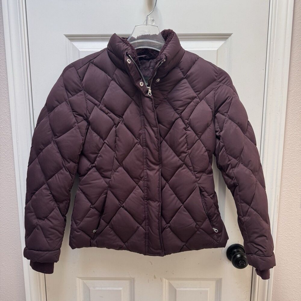 Vintage Eddie Bauer Puffer Jacket Womens Medium Brown Goose Down Quilted EB650